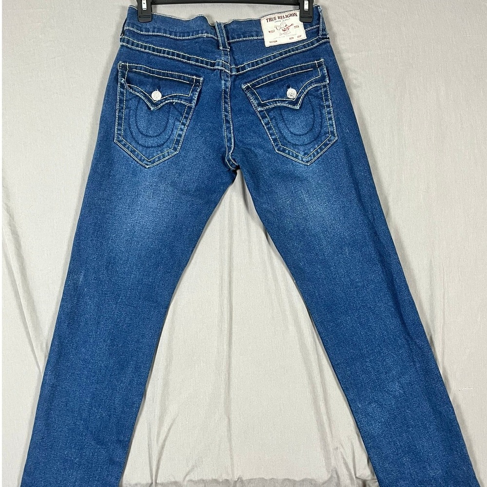 True Religion Jeans Mens 31 Geno Relaxed Slim Blue Contrast Stitch EUC - Picture 12 of 13